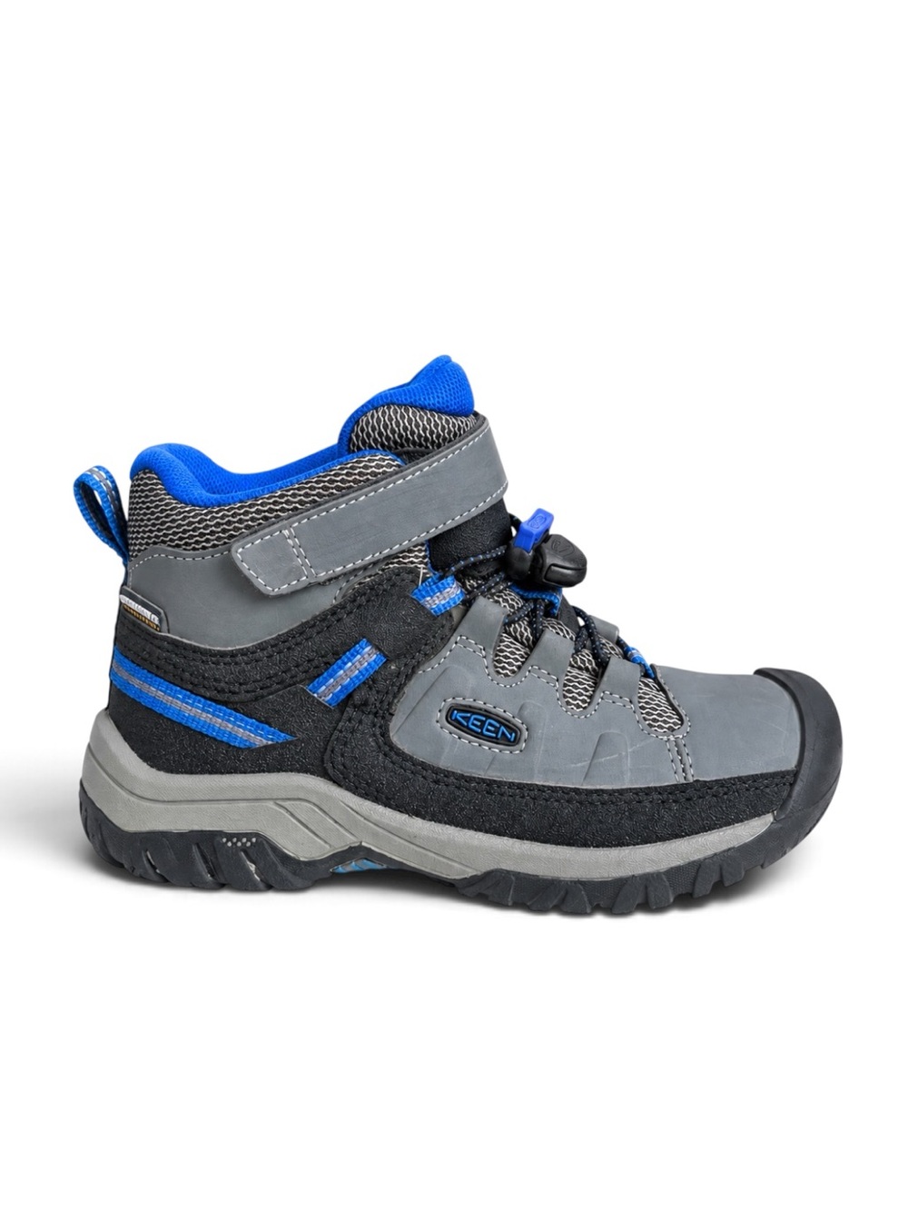 KEEN Waterproof Mid Hiking Boots Outdoor Sneakers Gray Blue Kids Size 12